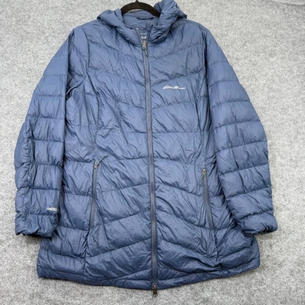 Eddie Bauer Hooded Down Parka Women L Nylon Puffer Winter Gorpcore Outdoor